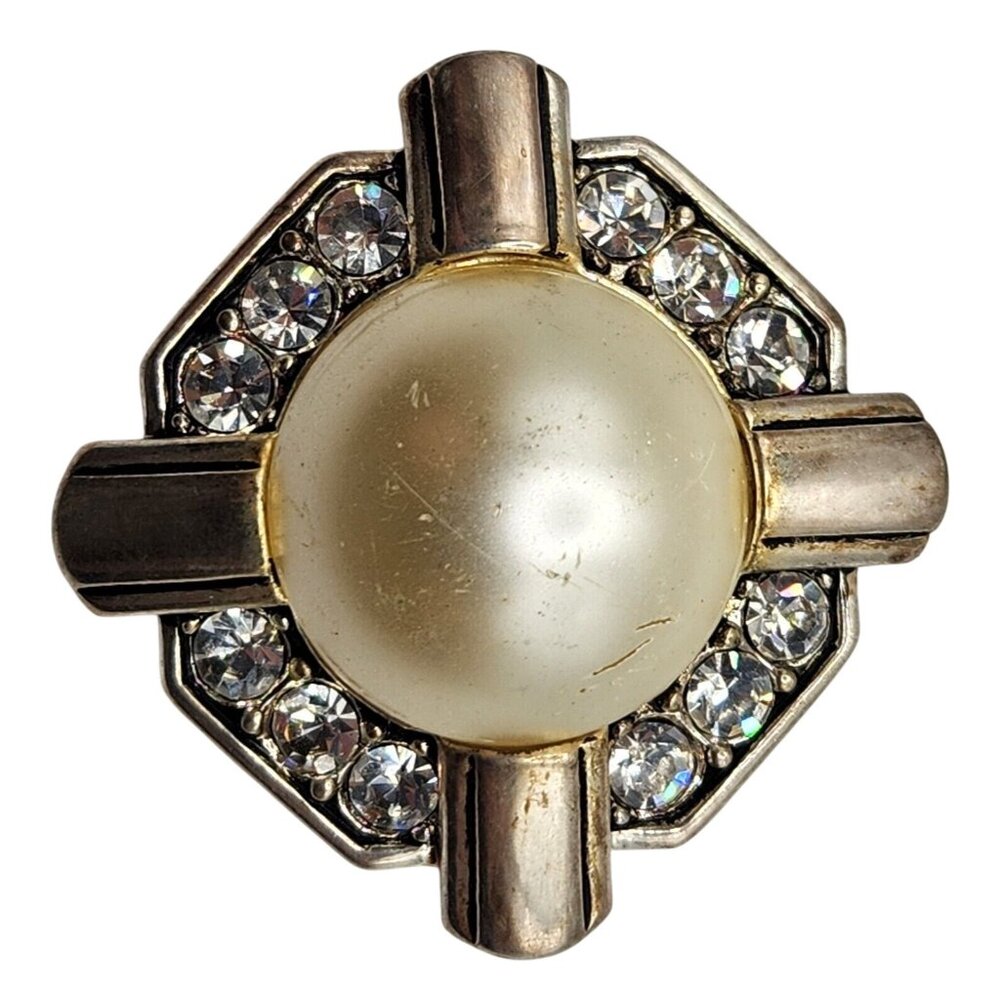 Vintage Franklin Mint Jackie Kennedy Brooch‎ Pendant FM China Pearl Crystal 1.5"